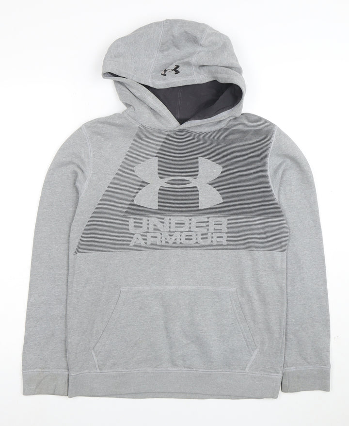 Under Armour Boys Grey Pullover Hoodie YLG Loose Fit Fleece