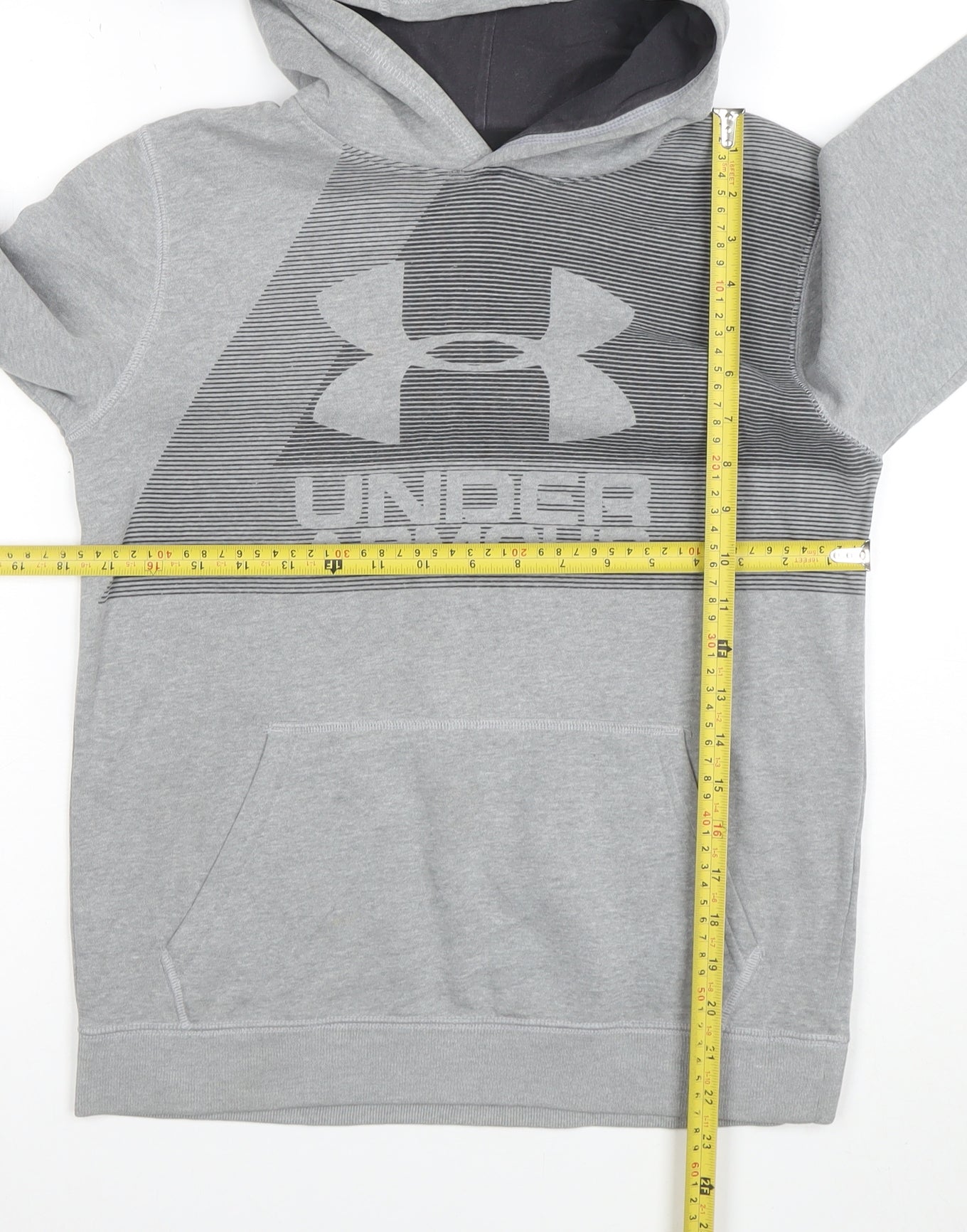 Under Armour Boys Grey Pullover Hoodie YLG Loose Fit Fleece