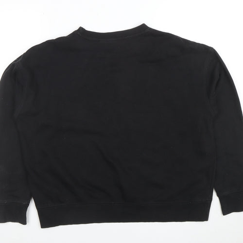 Disney Women Black Small Pullover Sweatshirt Logo Cotton Blend