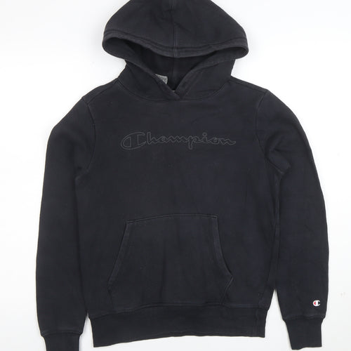 Champion Boys Black Small Pullover Hoodie Cotton Blend Kangaroo Pocket