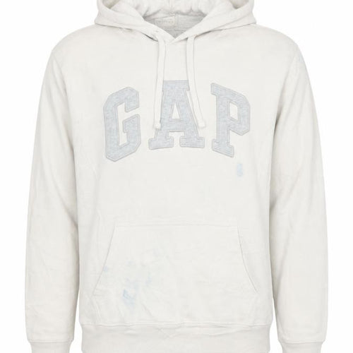 GAP Mens Beige Pullover Hoodie XS Logo Fleece Cotton Blend