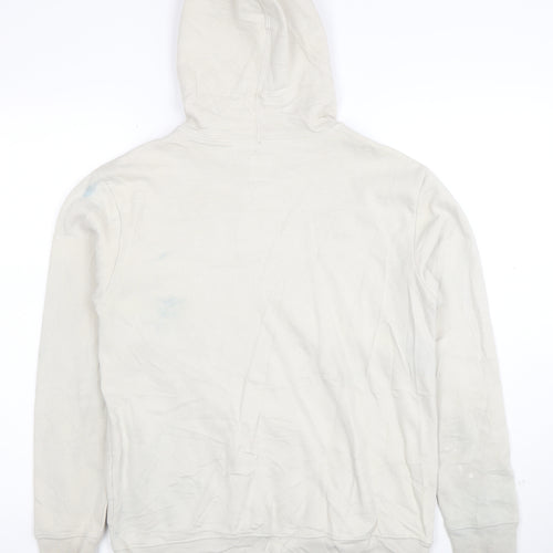 GAP Mens Beige Pullover Hoodie XS Logo Fleece Cotton Blend