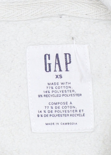 GAP Mens Beige Pullover Hoodie XS Logo Fleece Cotton Blend