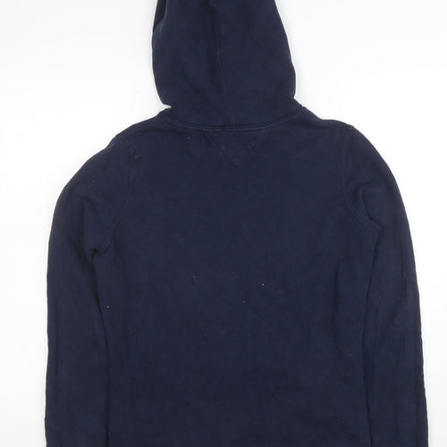 Tommy Hilfiger Men Blue Pullover Hoodie S Embroidered Logo Classic Style