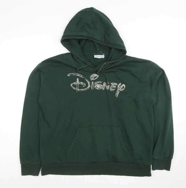 Disney Women’s Green Pullover Hoodie Size 12/14 Medium Cotton Blend