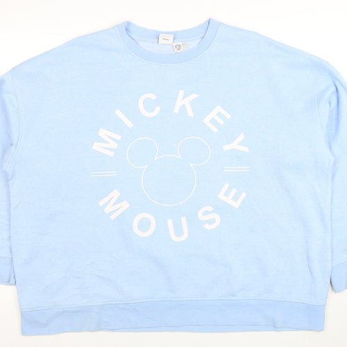 Disney Women Blue Mickey Mouse Pullover Sweatshirt Size XL