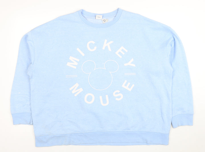 Disney Women Blue Mickey Mouse Pullover Sweatshirt Size XL