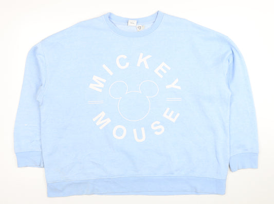 Disney Women Blue Mickey Mouse Pullover Sweatshirt Size XL