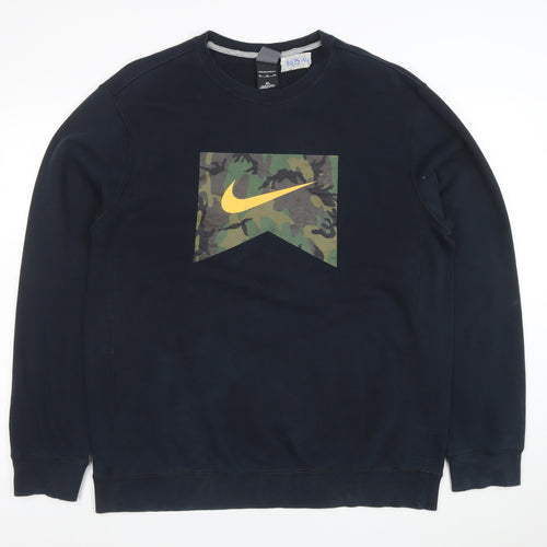 Nike Men's Blue Camouflage Logo Pullover Sweatshirt XL