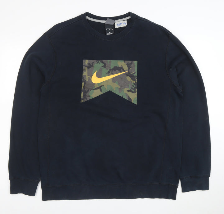 Nike Men's Blue Camouflage Logo Pullover Sweatshirt XL