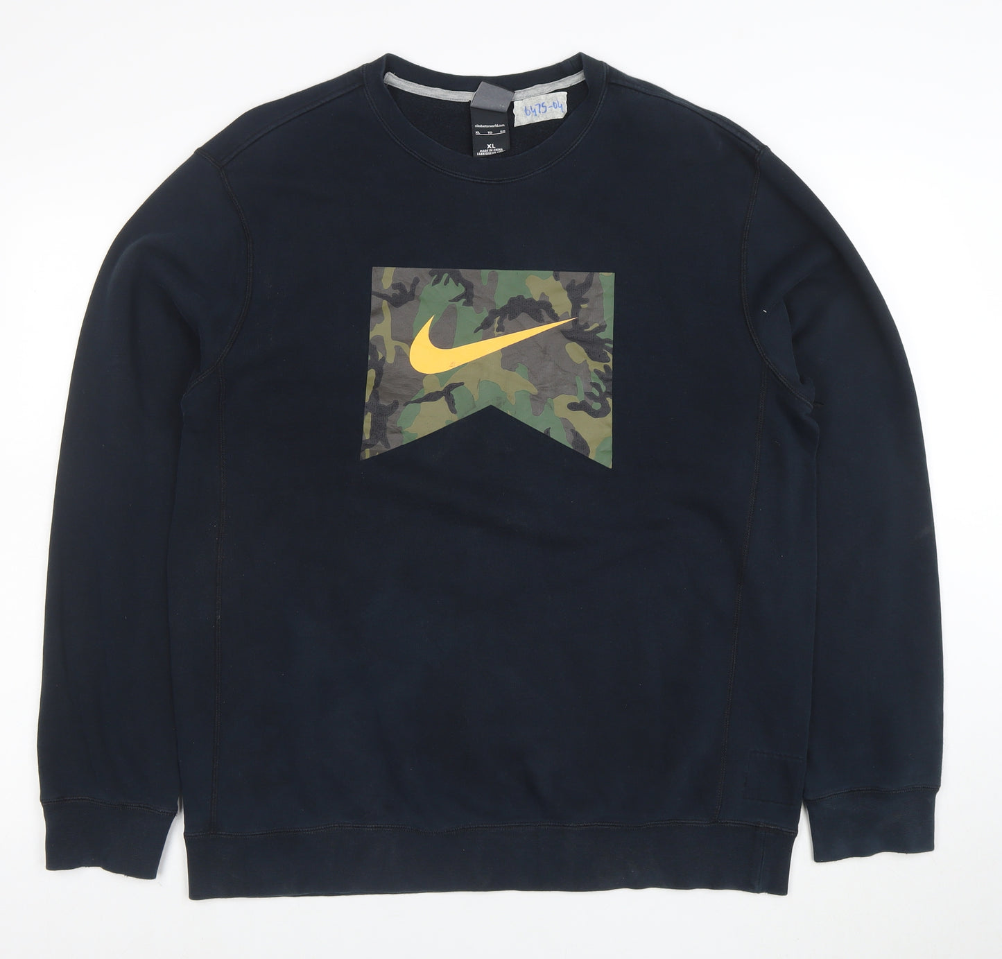 Nike Men's Blue Camouflage Logo Pullover Sweatshirt XL