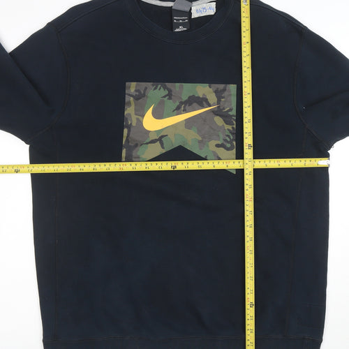 Nike Men's Blue Camouflage Logo Pullover Sweatshirt XL