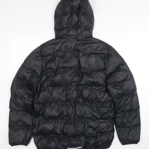 Adidas Boys Black Puffer Jacket 13-14 Years Hooded Winter Coat