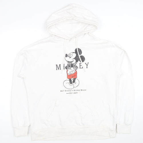 Disney Women White Mickey Mouse Pullover Hoodie Size S