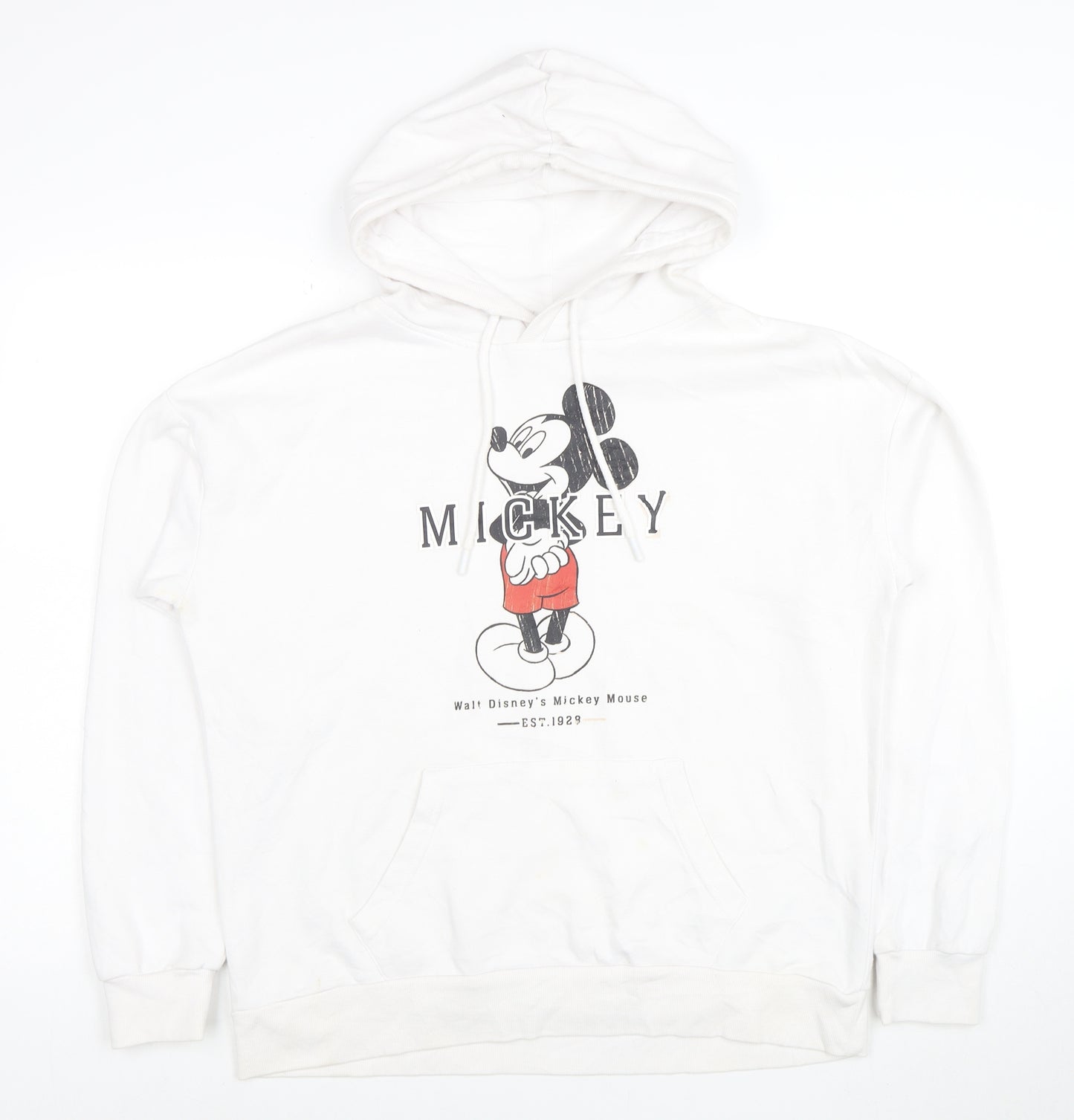 Disney Women White Mickey Mouse Pullover Hoodie Size S
