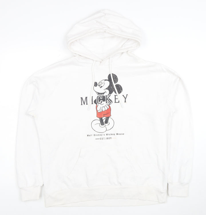 Disney Women White Mickey Mouse Pullover Hoodie Size S