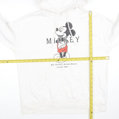 Disney Women White Mickey Mouse Pullover Hoodie Size S