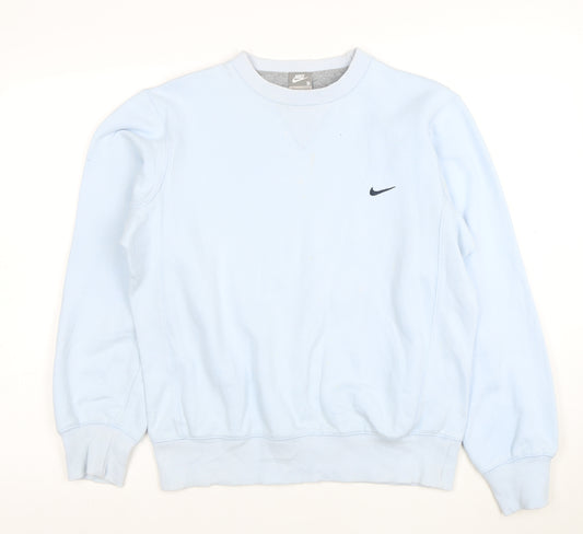 Nike Women Blue Crew Neck Pullover Sweatshirt Size S Cotton Blend