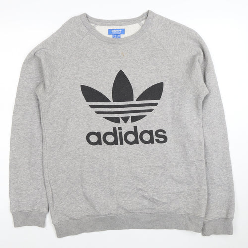 adidas Men's Grey Small Pullover Crew Neck Sweatshirt
