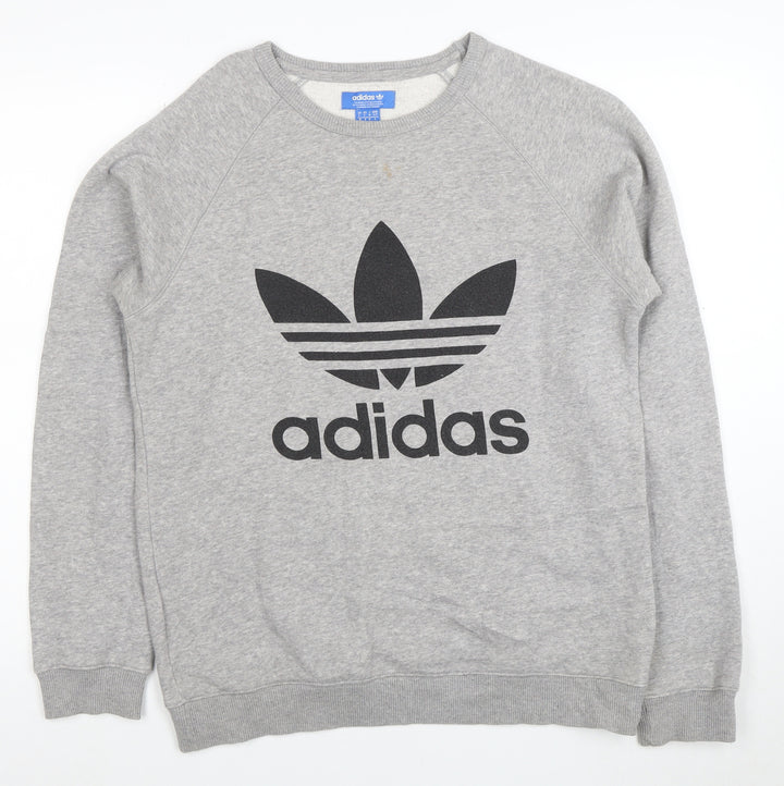 adidas Men's Grey Small Pullover Crew Neck Sweatshirt