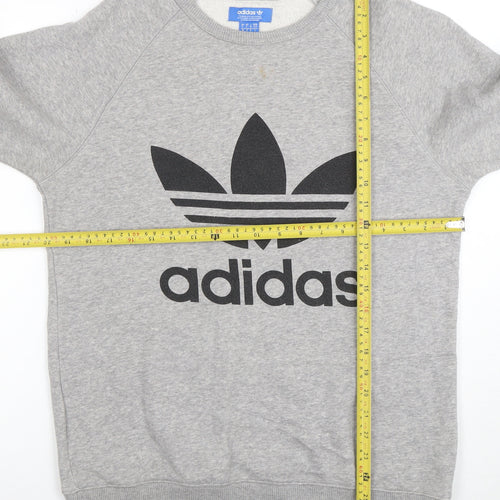 adidas Men's Grey Small Pullover Crew Neck Sweatshirt