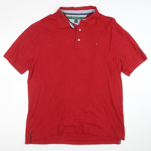 Tommy Hilfiger Golf Red Cotton Men's L Polo Shirt