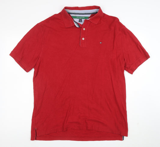 Tommy Hilfiger Golf Red Cotton Men's L Polo Shirt