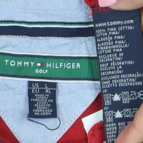 Tommy Hilfiger Golf Red Cotton Men's L Polo Shirt