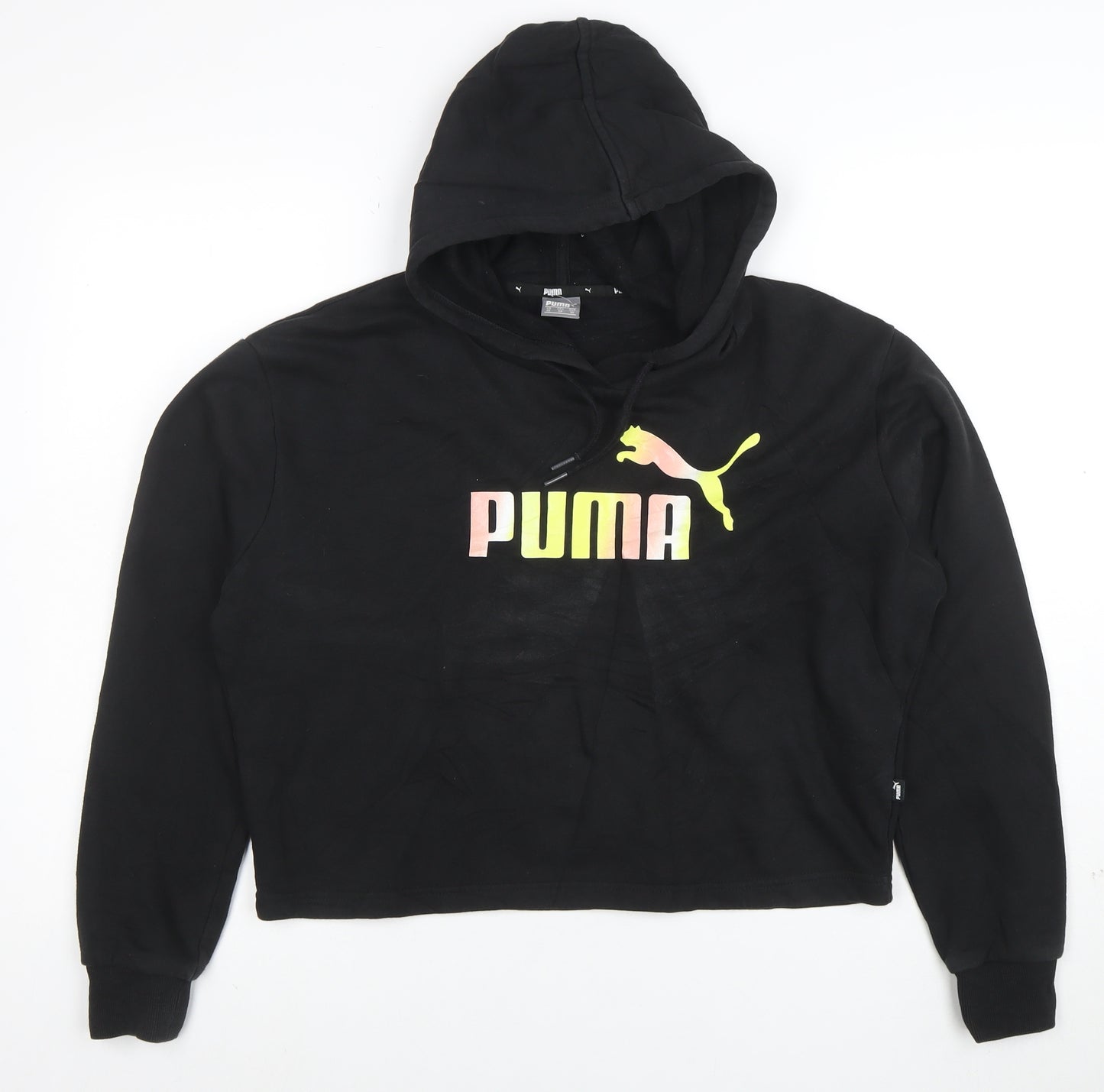 Puma Womens Black XS Pullover Hoodie with Logo Print