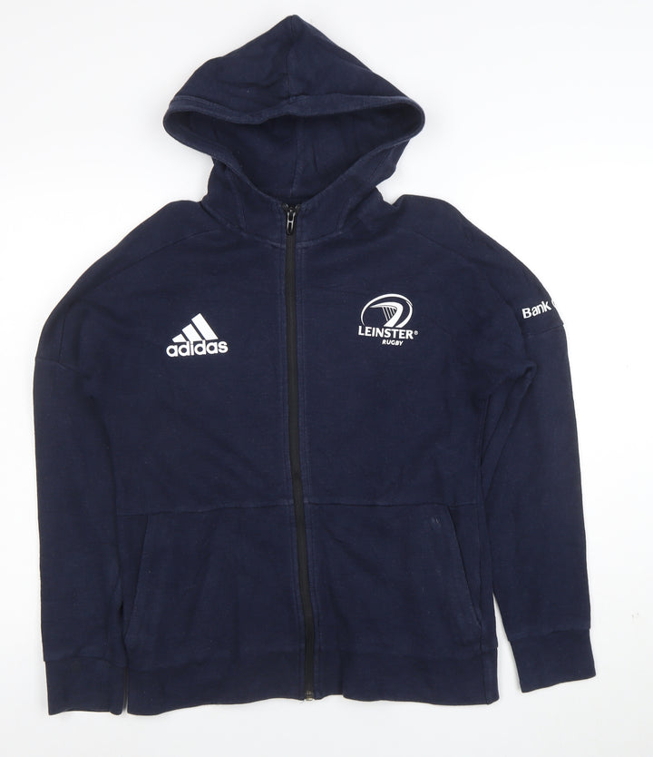 Adidas Boys Navy Leinster Rugby Full Zip Hoodie Size 13-14 Years