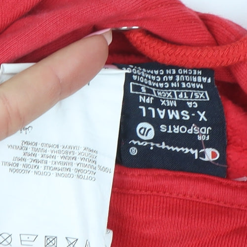 Champion Womens Red XS Hoodie Pullover Cotton Logo Athletic