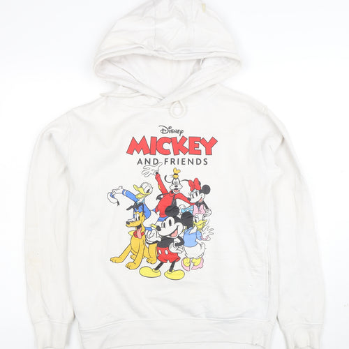 Disney Women White Mickey & Friends Pullover Hoodie Size 2XS