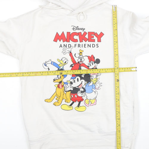 Disney Women White Mickey & Friends Pullover Hoodie Size 2XS