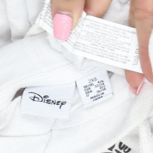 Disney Women White Mickey & Friends Pullover Hoodie Size 2XS