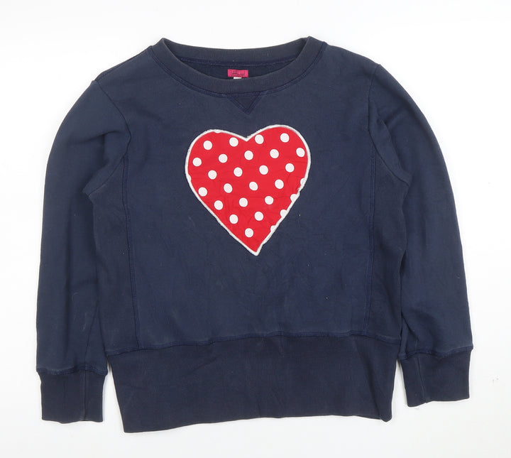 Little Owl Womens Navy Blue Pullover Sweatshirt Large with Heart Design