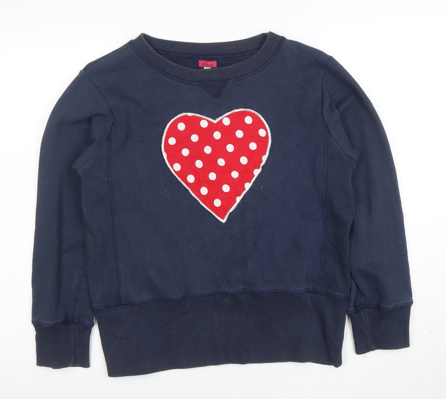 Little Owl Womens Navy Blue Pullover Sweatshirt Large with Heart Design