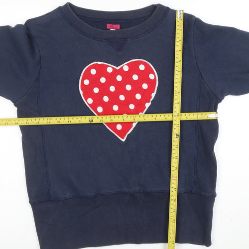 Little Owl Womens Navy Blue Pullover Sweatshirt Large with Heart Design