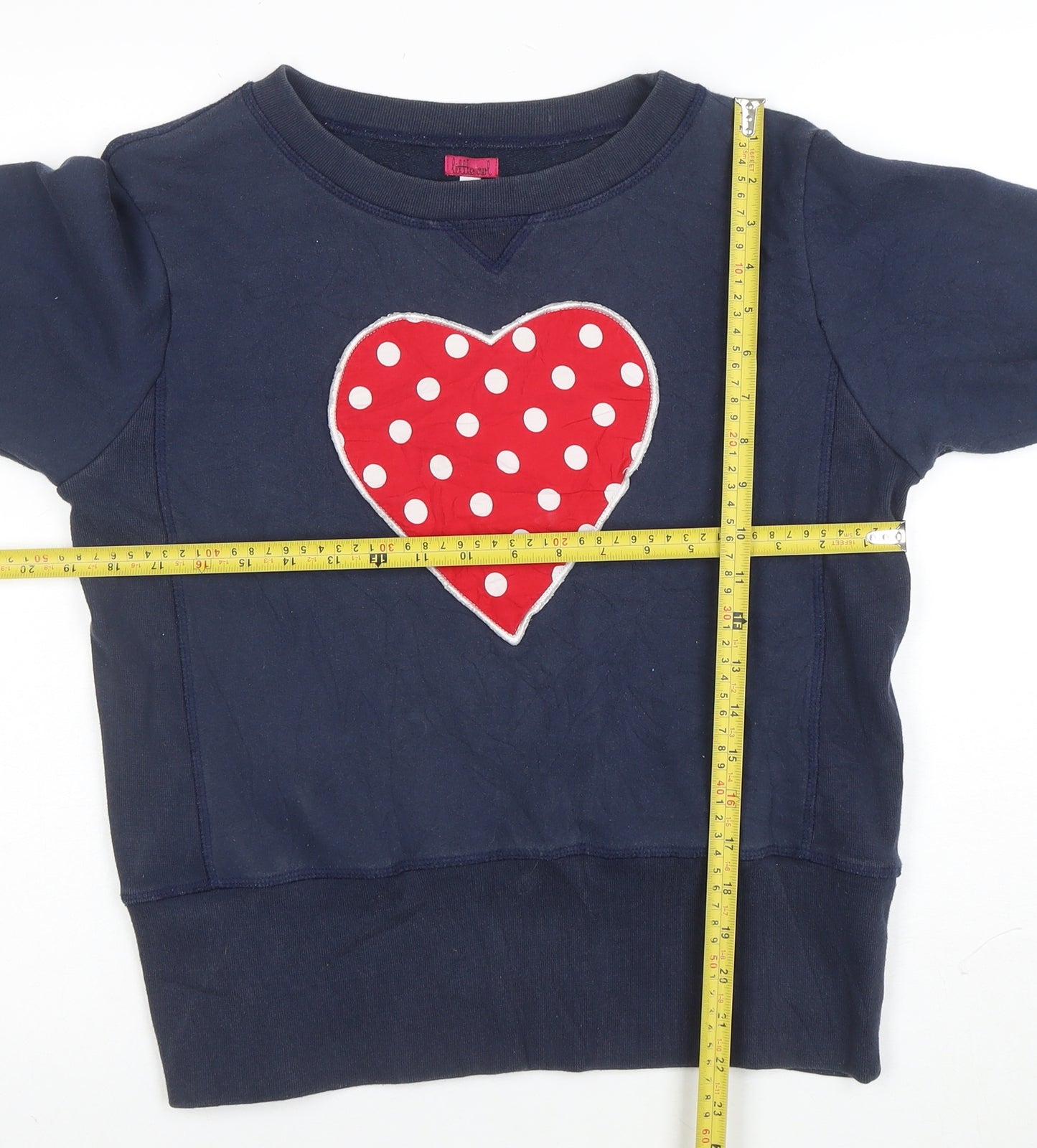 Little Owl Womens Navy Blue Pullover Sweatshirt Large with Heart Design