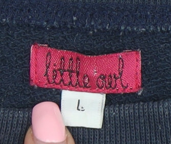 Little Owl Womens Navy Blue Pullover Sweatshirt Large with Heart Design