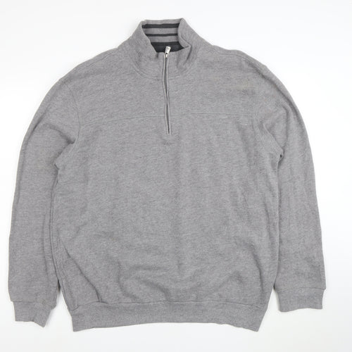 Arrow Men’s Grey 1/4 Zip High Neck Cotton Blend Sweatshirt XL
