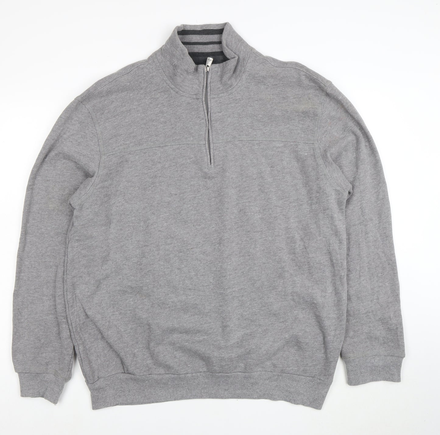 Arrow Men’s Grey 1/4 Zip High Neck Cotton Blend Sweatshirt XL