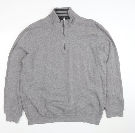 Arrow Men’s Grey 1/4 Zip High Neck Cotton Blend Sweatshirt XL