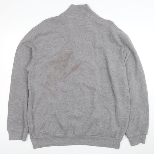 Arrow Men’s Grey 1/4 Zip High Neck Cotton Blend Sweatshirt XL