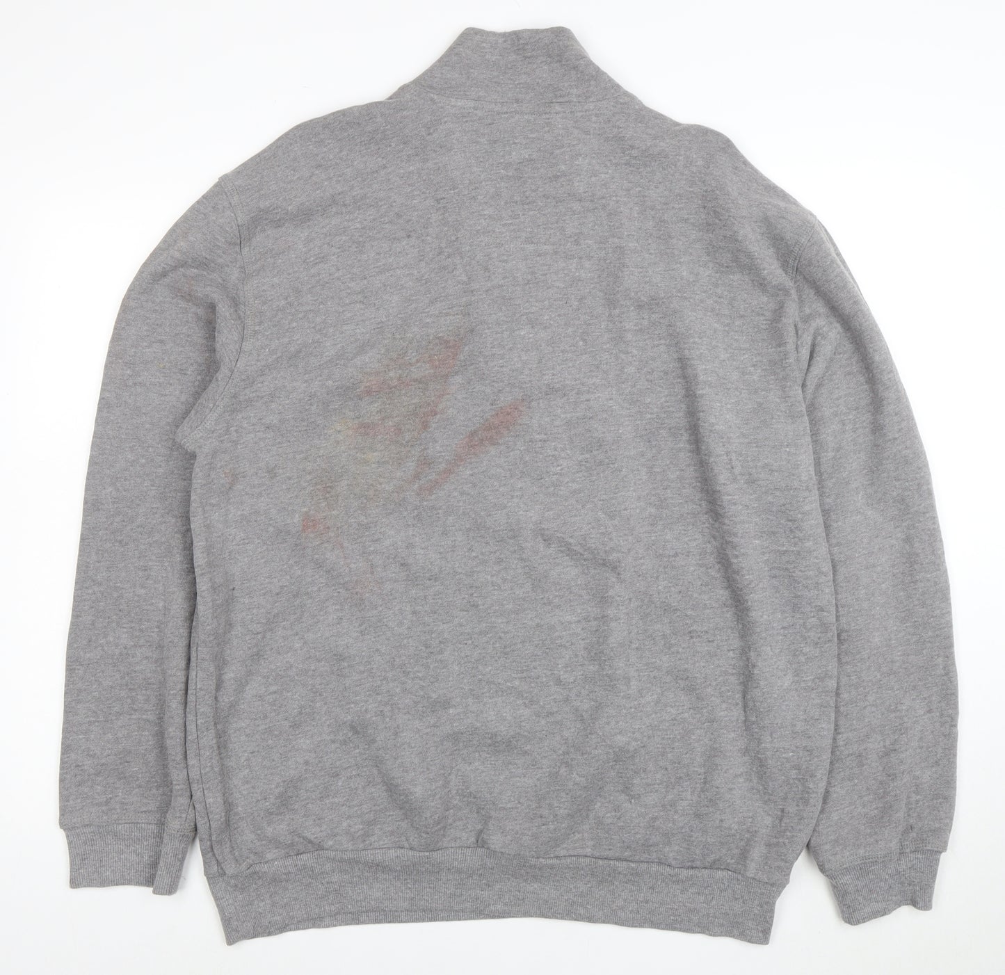 Arrow Men’s Grey 1/4 Zip High Neck Cotton Blend Sweatshirt XL