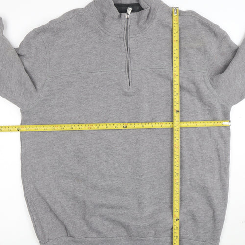Arrow Men’s Grey 1/4 Zip High Neck Cotton Blend Sweatshirt XL