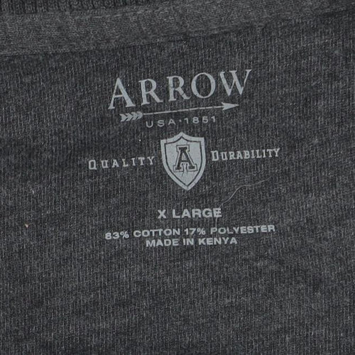 Arrow Men’s Grey 1/4 Zip High Neck Cotton Blend Sweatshirt XL