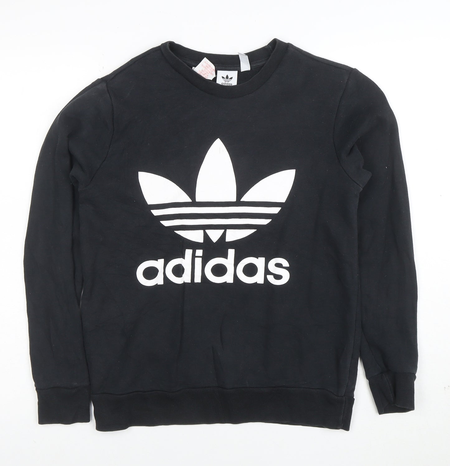 Adidas Boys Black Crew Neck Sweatshirt 12-13 Years Cotton Blend Pullover