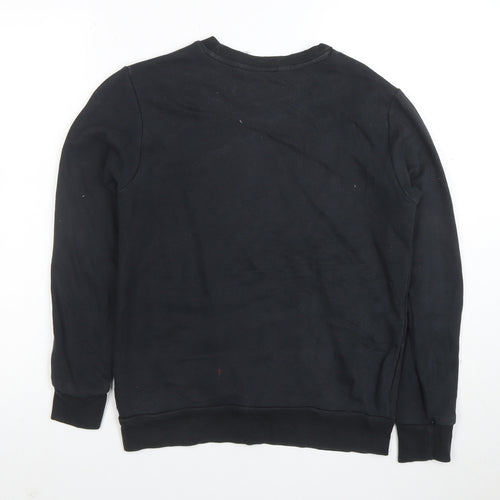 Adidas Boys Black Crew Neck Sweatshirt 12-13 Years Cotton Blend Pullover