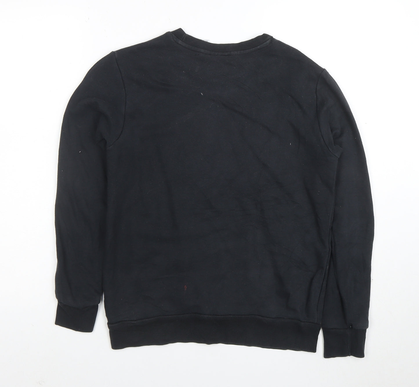 Adidas Boys Black Crew Neck Sweatshirt 12-13 Years Cotton Blend Pullover
