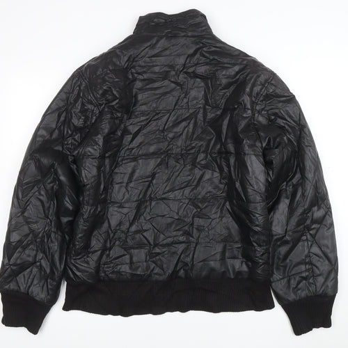 Puma Womens Black Quilted Bomber Jacket Size L Full Zip